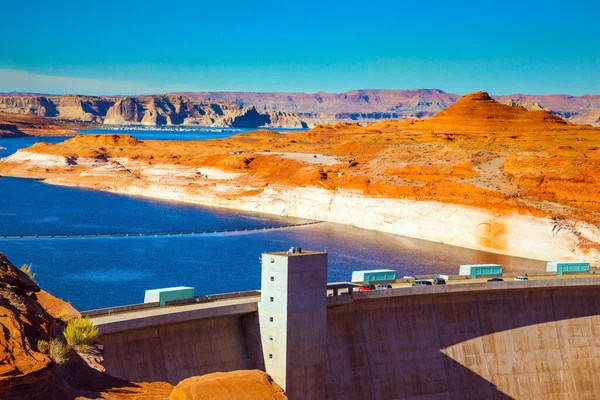 Glen Canyon Dam Colorado River Scenic Red Sandstone Best Journey — Stock Photo, Image