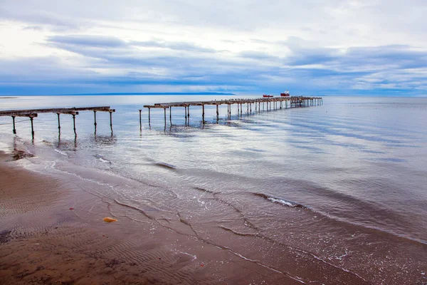 Καταστράφηκε Προβλήτα Ωκεανού Στην Punta Arenas Στενό Του Μαγγελάνου Διάσημη — Φωτογραφία Αρχείου