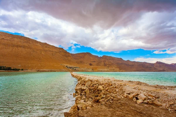 Israel Das Malerische Und Herrliche Tote Meer Wintergewitter Beginnt Niedrige — Stockfoto