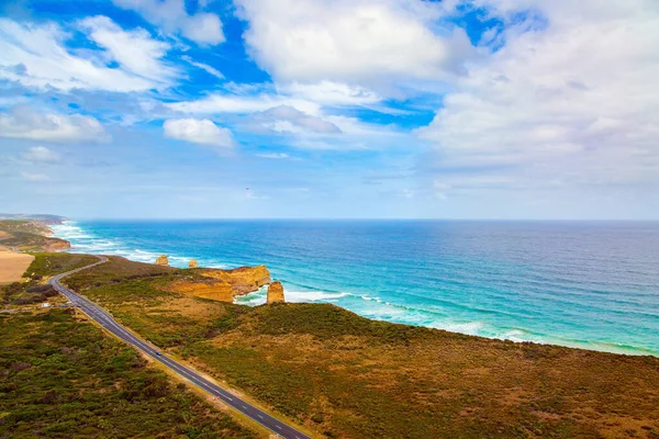 Fabelhafte Reise Nach Australien Hubschrauberflug Über Die Malerische Pazifikküste Legendäre — Stockfoto