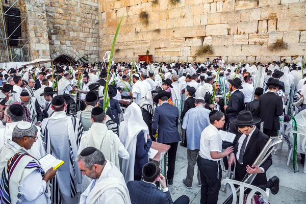 Cohenim Áldása Zsidók Imádkoznak Nyugati Falnál Ünnepélyes Ünnepség Templomhegy Nyugati — Stock Fotó