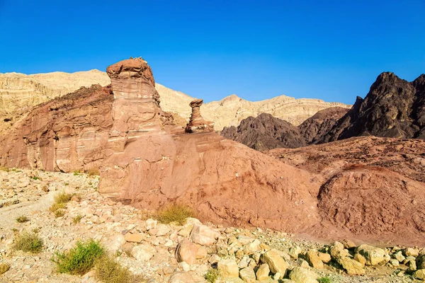 Kolorowe Formacje Krajobrazowe Dziwne Formy Piaskowca Górach Eilat Skały Składają — Zdjęcie stockowe