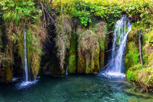 Parco Dei Laghi Plitvice Croazia Lago Poco Profondo Trasparente Riflette — Foto Stock