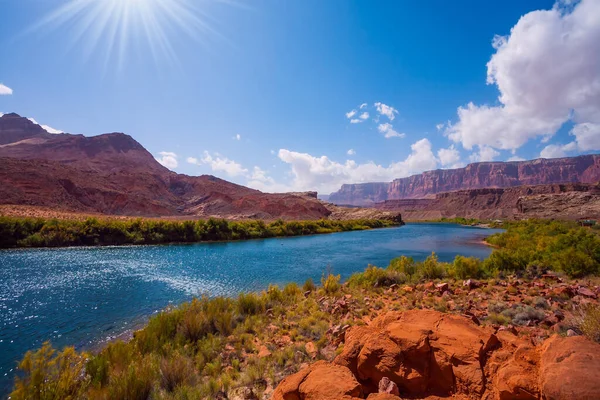 Lee Ferry Uno Storico Traghetto Barca Attraverso Fiume Colorado Una — Foto Stock