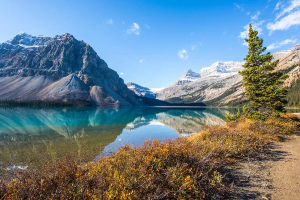 Canada Montagnes Rocheuses Lac Glaciaire Bow Avec Eau Claire Azur — Photo