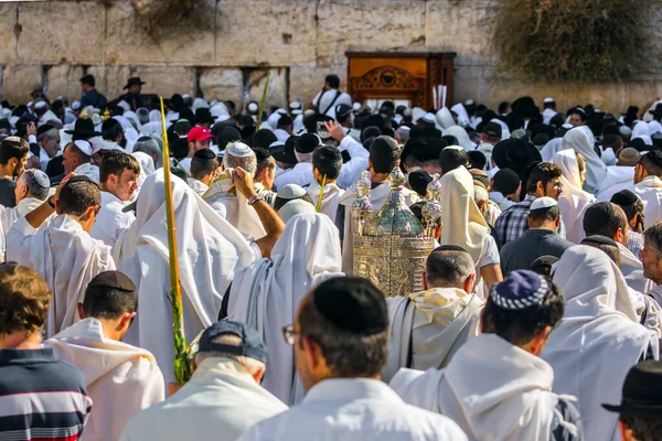 Jeruzalém Israel Září 2018 Požehnání Cohanim Židé Modlí Zabaleni Slavnostního — Stock fotografie