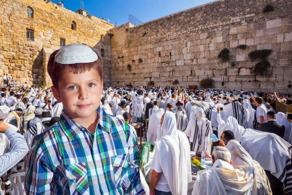 Židé Modlí Západní Zdi Požehnání Cohena Solemnský Obřad Západním Svahu — Stock fotografie