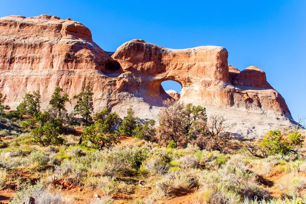 Abd Deki Arches Park Eşsiz Güzelliği Resimli Kırmızı Kahverengi Kumtaşı — Stok fotoğraf