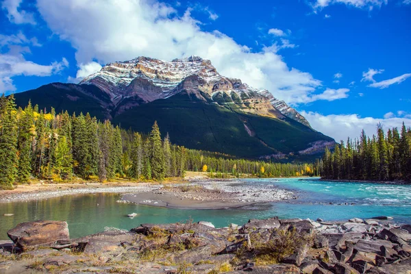 Jasper Park Kanada Hory Řeky Vodopády Tvoří Nádherné Krajiny Řeka — Stock fotografie