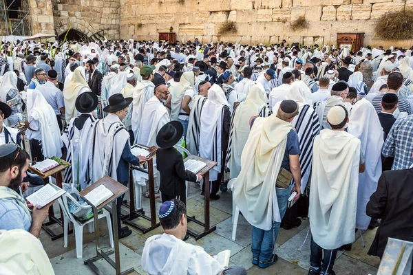 Jerusalem Israel Septiembre 2018 Judíos Orando Muro Occidental Ceremonia Ladera —  Fotos de Stock