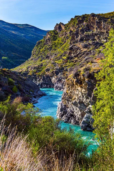 Way Queenstown New Zealand Magnificent Mountainous Rapid River Melted Glacial — Stock Photo, Image