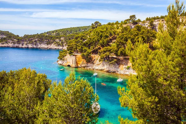 Calanques Jsou Atrakcemi Provence Malebné Zátoky Středozemního Moře Azurského Pobřeží — Stock fotografie