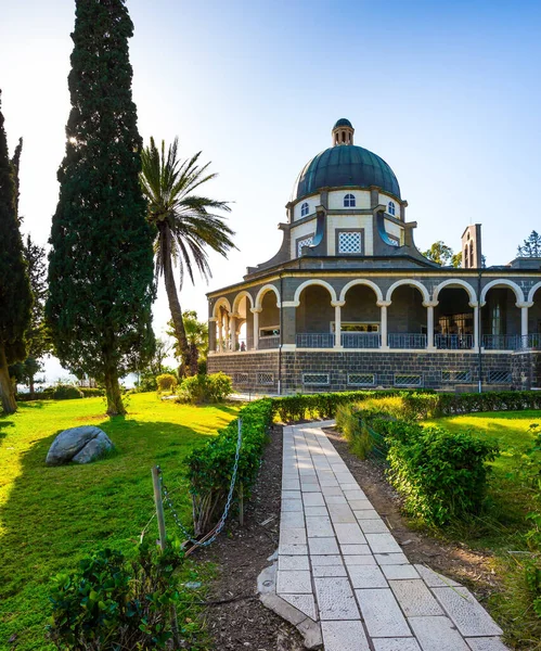 Monte Felicidad Mar Galilea Israel Iglesia Católica Las Bienaventuranzas Del — Foto de Stock