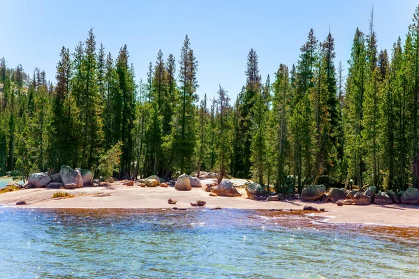 Prachtig Meer Yosemite Park Ondiep Meer Met Helder Water Langs — Stockfoto