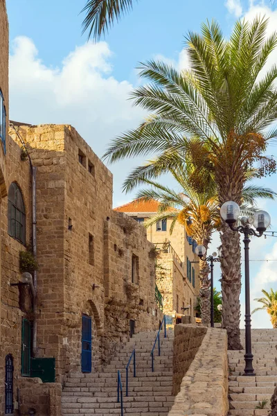 Gün Batımı Yaşlı Yaffo Dünyanın Eski Şehirlerinden Biri Geniş Taş — Stok fotoğraf