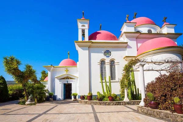 Cafarnao Sulle Rive Del Lago Tiberiade Israele Chiesa Bianca Come — Foto Stock