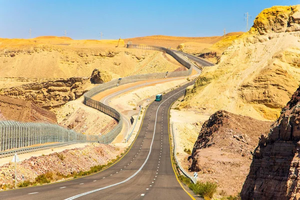 Landschaftlich Kurvenreiche Straße Nach Eilat Ein Bedeutender Internationaler Ganzjahresort Die — Stockfoto