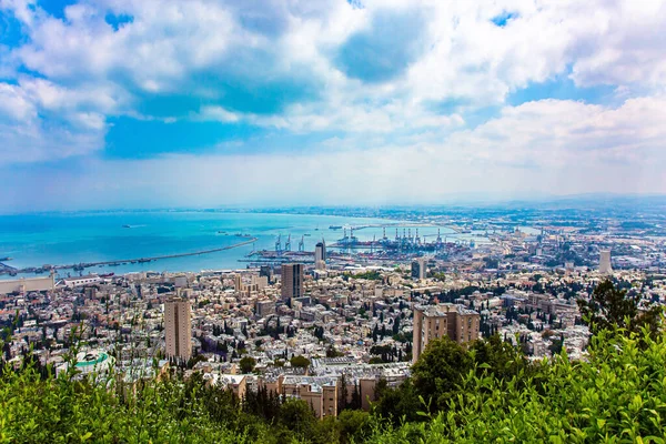 Magnificent City Haifa View Mount Carmel International Seaport Haifa Sunny — Stock Photo, Image