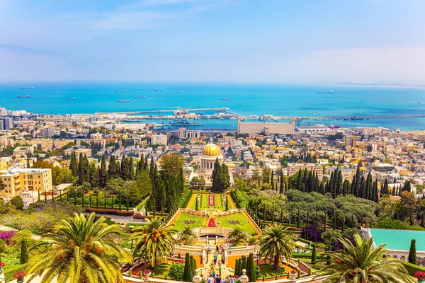 Haifa Israel Mayo 2017 Vista Desde Monte Carmelo Hasta Puerto — Foto de Stock