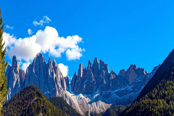 Magnifika Dolomiter Solig Höstdag Europa Val Funes Tyrolen Italien Gröna — Stockfoto