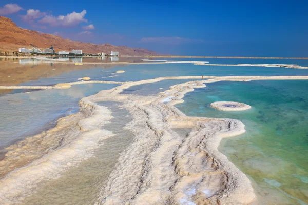 Os padrões evaporaram o sal no Mar Morto — Fotografia de Stock