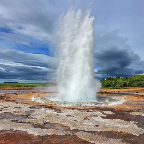 Geyser Gushing Strokkur Imagem De Stock