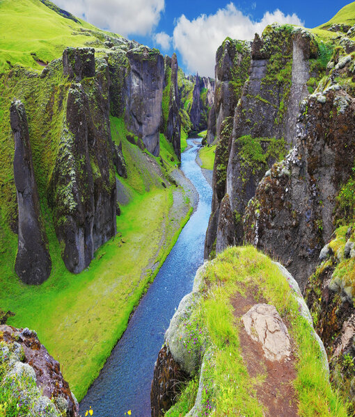 Picturesque canyon Fjadrargljufur
