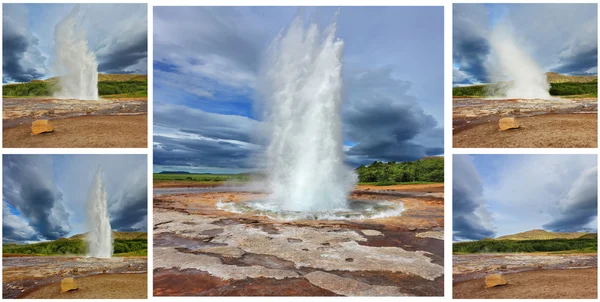 Card memory. Gushing geyser Strokkur — Stok fotoğraf