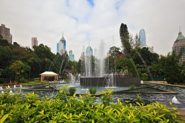 The square with flower beds — Stok fotoğraf