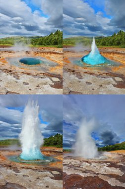 eruption of geyser collage