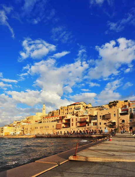 Velho porto de Jaffa ao pôr-do-sol — Fotografia de Stock