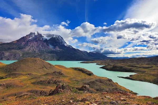 Emerald  Lake Pehoe Stock Photo