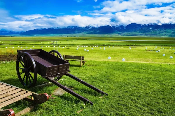 Wooden sledge and two-wheeled cart — Stock Photo, Image