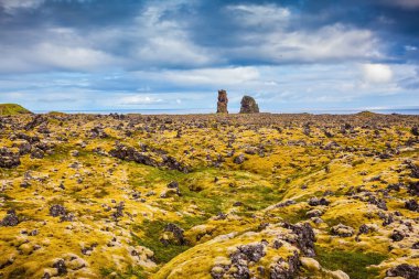 Yalnız plajda tuhaf kayalar