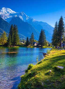 Chamonix, Şehir Parkı günbatımı tarafından aydınlatılmış
