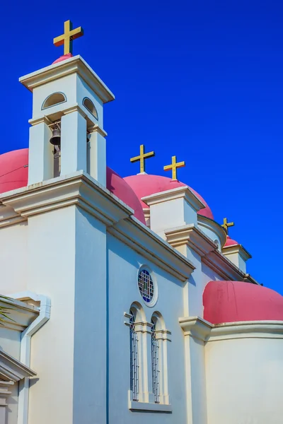 Pink domes and golden crosses — Stock Photo, Image