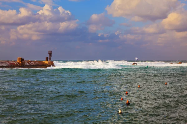 Gamla Jaffa seaport i storm — Stockfoto