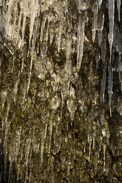 Obrovské rampouchy na skalách. — Stock fotografie