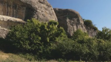 Şehir Eski Kermen Ortaçağ Kalesi şehirde Kırım Yarımadası mağara.