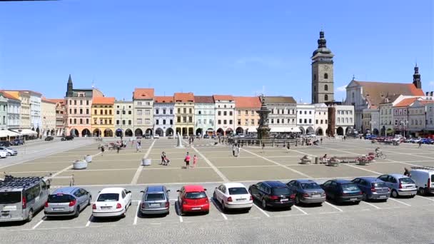 체코의 역사적인 센터 budejovice 광장. — 비디오