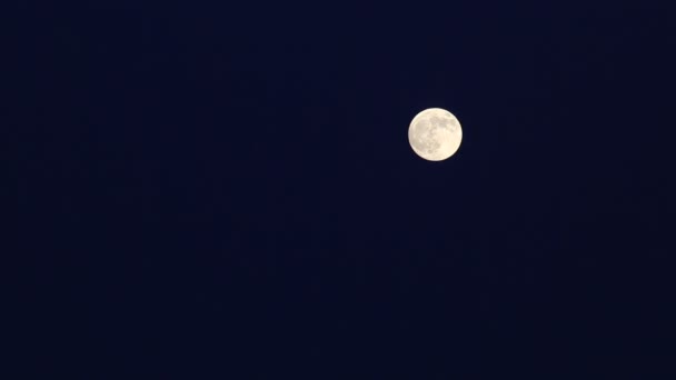 Luna llena con manchas de alivio en el cielo . — Vídeos de Stock