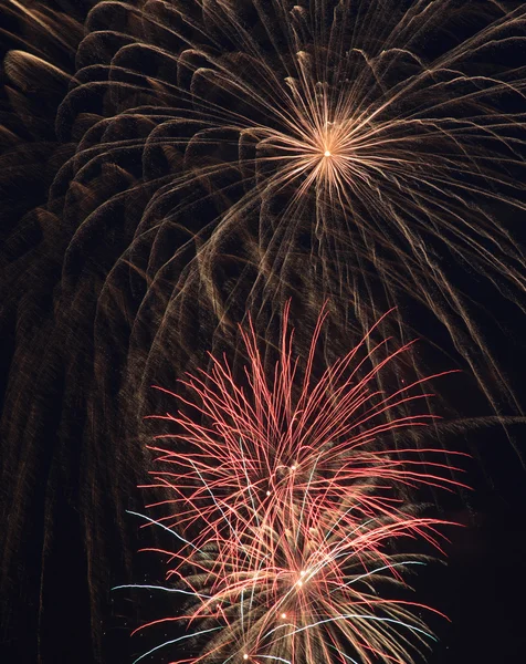 Wunderschönes Feuerwerk am Nachthimmel. — Stockfoto