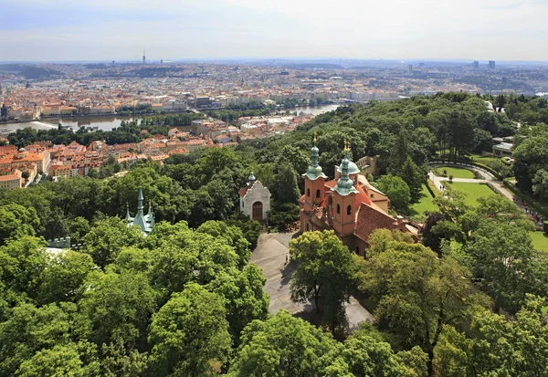 Church of St Lawrence. View from Petrin Lookout Tower. — Stock Photo, Image
