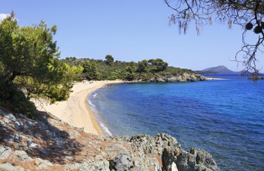 Ege Denizi'nin Bay saf beyaz kum plaj.