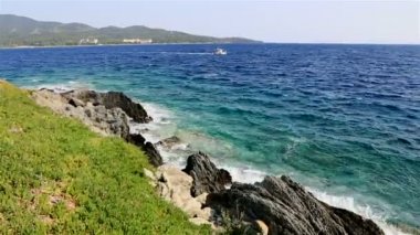 Ege Denizi gemidir. Sithonia Yarımadası. Kuzey Yunanistan.