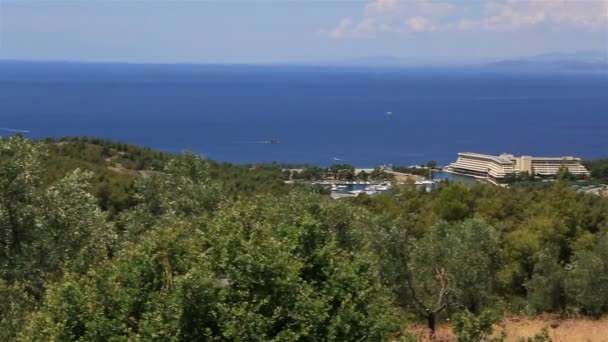 Porto Carras Melitón en la costa. Península de Sithonia. Norte de Grecia . — Vídeo de stock