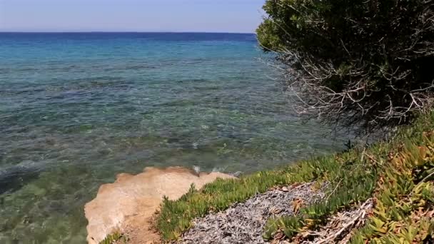 La mer Égée lave la côte . — Video
