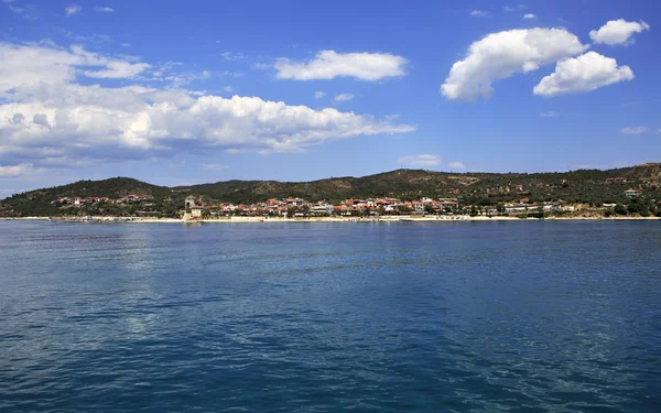 Ouranoupoli na costa de Athos em Greece . — Fotografia de Stock