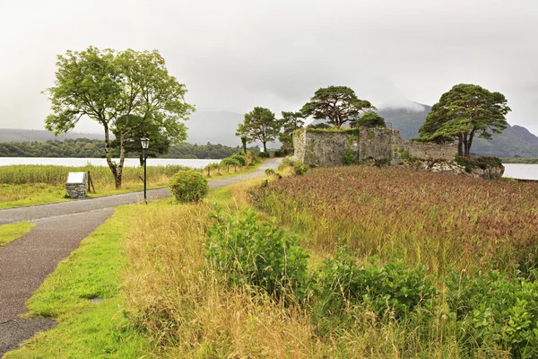 Ruinerna av en gammal fästning på Lough Leane Lower Lake. — Stockfoto