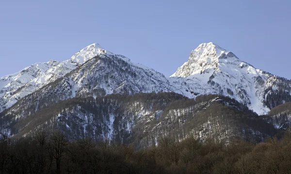 Wunderschöne schneebedeckte Gipfel der Kaukasusberge. — Stockfoto